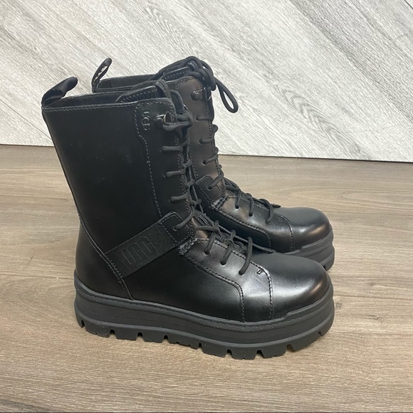 UGG | Sheena Lace Up Combat Boots In Black NEW - Picture 3 of 14